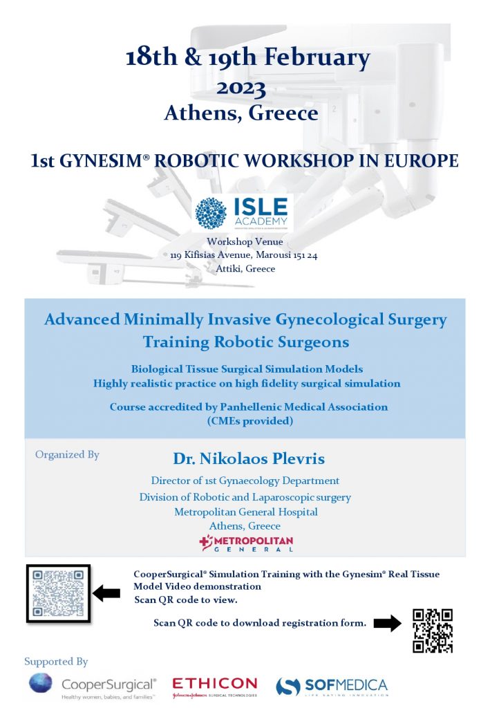 Metropolitan General: Πρώτο workshop ρομποτικής γυναικολογικής χειρουργικής με τη χρήση προπλασμάτων πυέλου Gynesim® Real Tissue Model